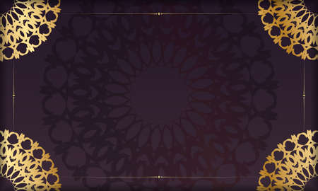 Burgundy background with Indian gold ornaments