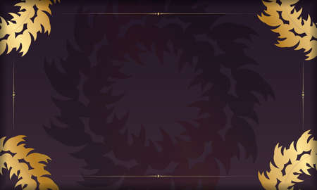 Burgundy background with indian gold ornamentsのイラスト素材
