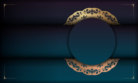 Blue gradient banner with luxury gold ornamentのイラスト素材