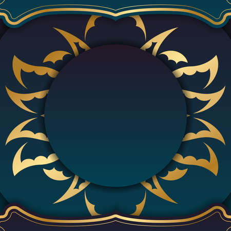 Gradient blue background with luxurious gold pattern and space for textのイラスト素材