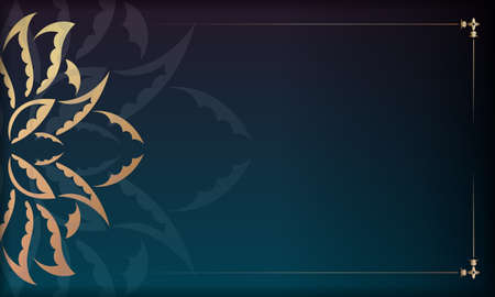 Gradient blue background with abstract gold ornament and space for textのイラスト素材