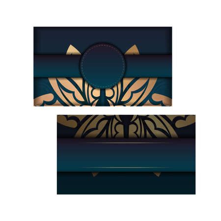 Template Congratulatory Flyer with gradient blue color with Indian gold pattern for your brand.のイラスト素材