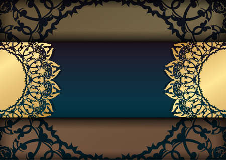 Gradient Blue Gradient Brochure Template with Greek Gold Ornament typography-ready.のイラスト素材