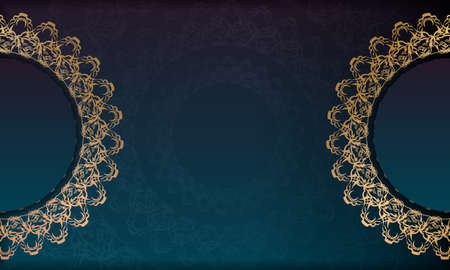 Blue gradient banner with greek gold ornament