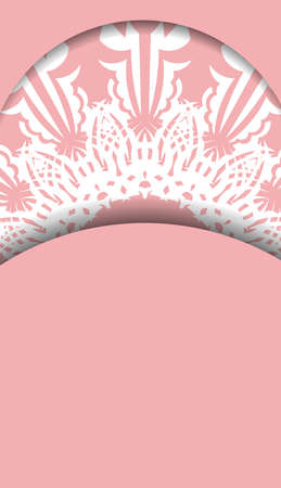 Pink banner with vintage white pattern and space for logo or textのイラスト素材