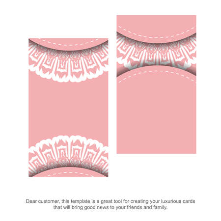 Business card in pink with vintage white pattern for your business.のイラスト素材