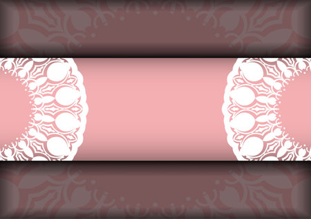 Congratulatory Brochure in pink color with an abstract white ornament for your congratulations.のイラスト素材