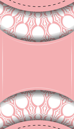 Pink background with indian white patternのイラスト素材