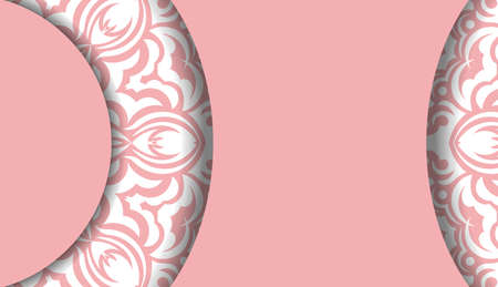 Pink banner template with vintage white pattern and place under your textのイラスト素材