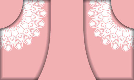 Pink color banner template with vintage white ornament for design under your textのイラスト素材