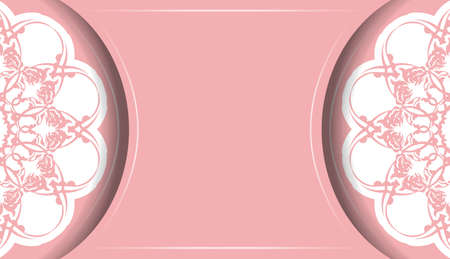 Pink banner template with greek white patternのイラスト素材