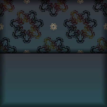 Gradient green brochure template with vintage gold ornaments ready to print.のイラスト素材