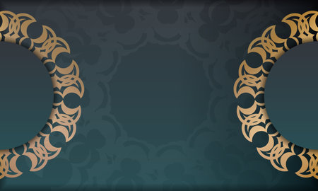 Green gradient banner template with vintage gold patternのイラスト素材