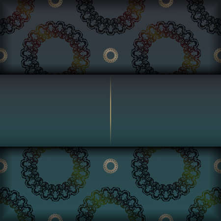Greeting flyer template with gradient green color with luxury gold pattern for your brand.のイラスト素材