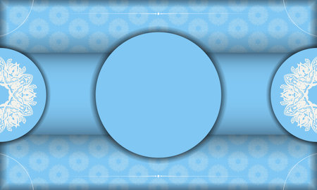 Baner of blue color with Indian white ornament for design under your textのイラスト素材