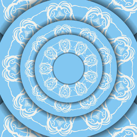 Blue banner with mandala white ornament and place for your logo or textのイラスト素材
