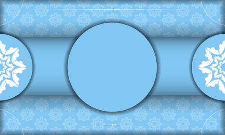 Blue banner template with vintage white pattern and place under your textのイラスト素材