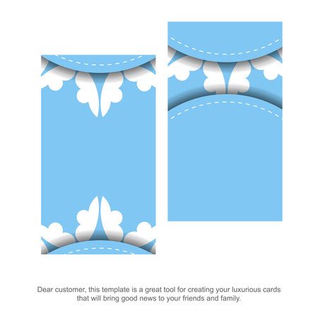 Blue business card with vintage white ornaments for your personality.のイラスト素材