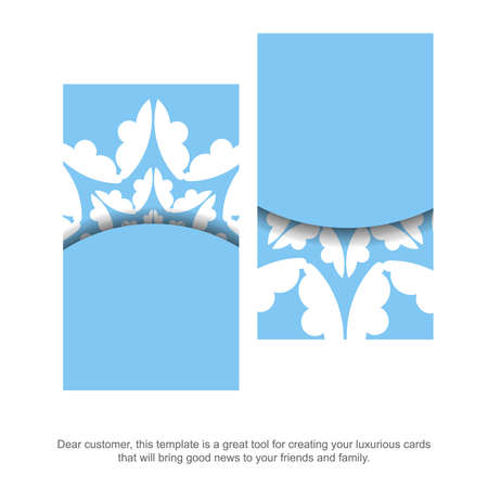 Blue business card with vintage white ornaments for your brand.のイラスト素材