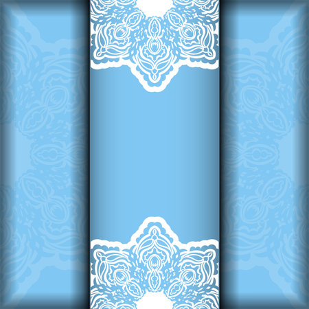 Blue color flyer template with abstract white pattern for your brand.のイラスト素材