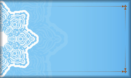 Blue banner template with luxurious white pattern and space for your logo or textのイラスト素材