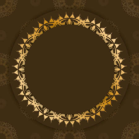 Leaflet in brown color with luxurious gold ornaments for your design.のイラスト素材