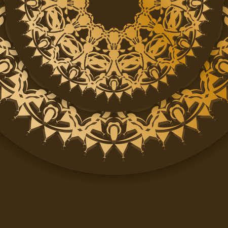 Brown flyer with luxury gold pattern prepared for typography.のイラスト素材