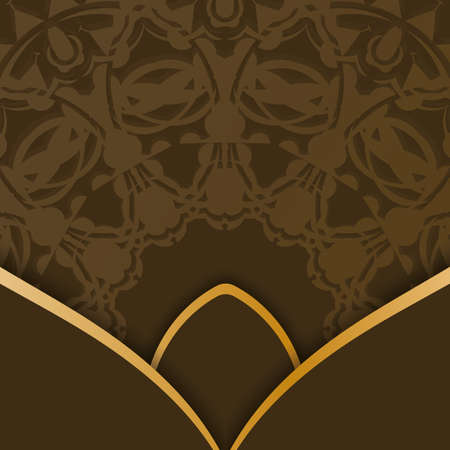 Brochure in brown with Greek gold ornaments for your brand.のイラスト素材
