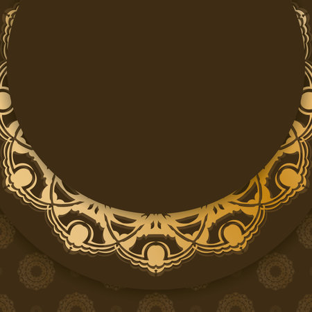 Postcard in brown with Greek gold ornaments for your brand.のイラスト素材