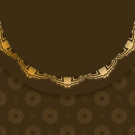 Brown card with Indian gold pattern for your brand.のイラスト素材