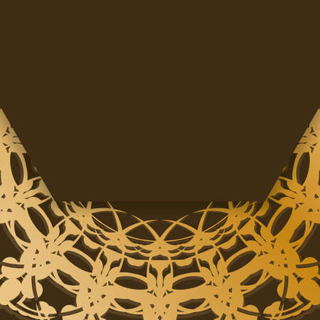 Brochure in brown with abstract gold pattern prepared for typography.のイラスト素材