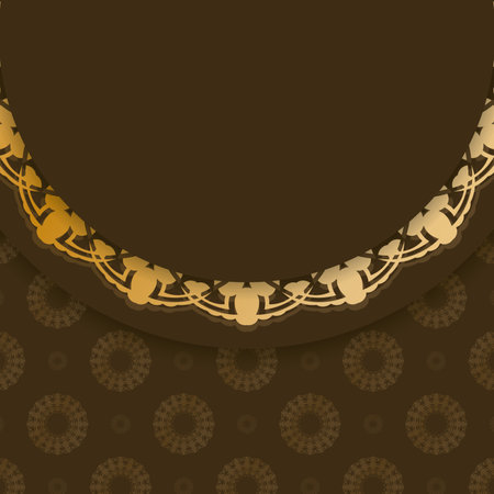 Brown brochure with gold mandala pattern for your brand.のイラスト素材