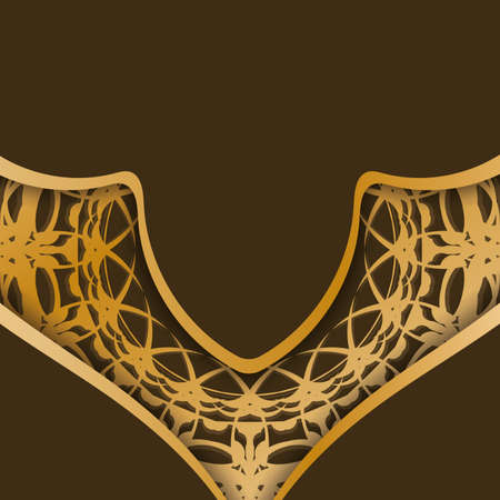 Brochure in brown with vintage gold pattern prepared for typography.のイラスト素材