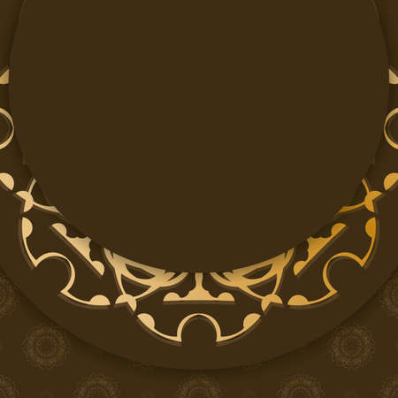 Brown postcard with vintage gold ornaments for your brand.のイラスト素材