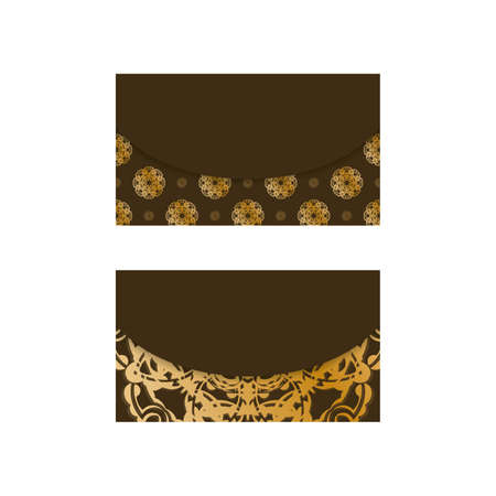 Business card template in brown color with luxurious gold ornaments for your personality.のイラスト素材