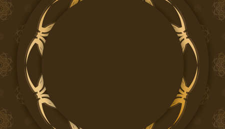 Brown banner template with luxury gold pattern for design under the textのイラスト素材