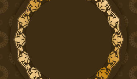 Brown banner with Indian gold pattern and place for your logo or textのイラスト素材