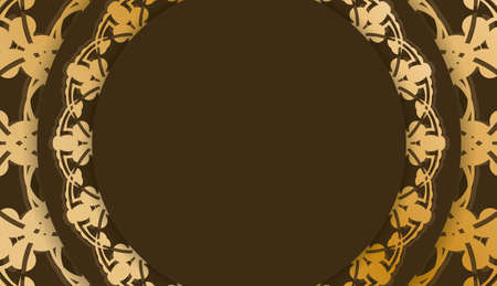 Brown banner with luxurious gold ornaments and space for your logo or textのイラスト素材
