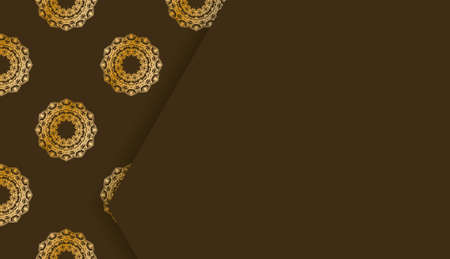 Brown banner with vintage gold ornament for logo designのイラスト素材