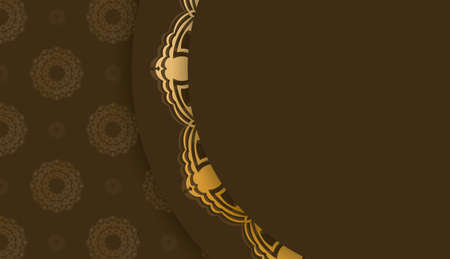 Brown banner with luxurious gold pattern and space for your logoのイラスト素材