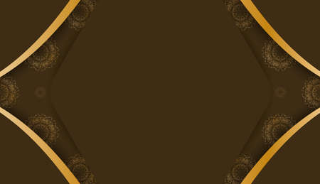 Brown banner with vintage gold ornaments and text spaceのイラスト素材