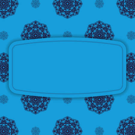 Brochure in blue with abstract ornament for your design.のイラスト素材