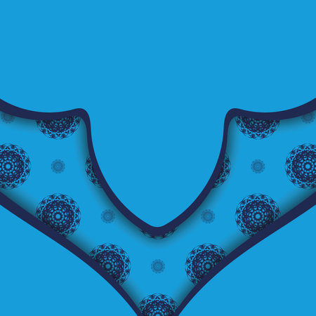 Greeting card in blue with a Greek pattern for your design.のイラスト素材