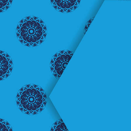 Postcard in blue with Indian ornaments for your design.のイラスト素材