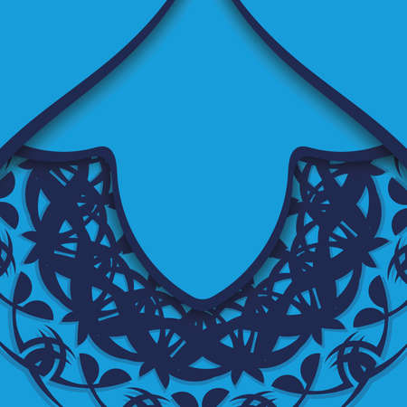 The postcard in blue with a Greek pattern is ready for printing.のイラスト素材