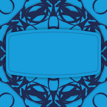 Card in blue with mandala pattern for your brand.のイラスト素材