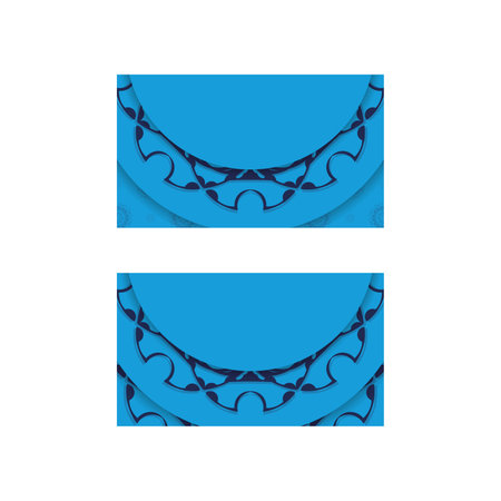 Business card in blue with vintage ornaments for your business.のイラスト素材