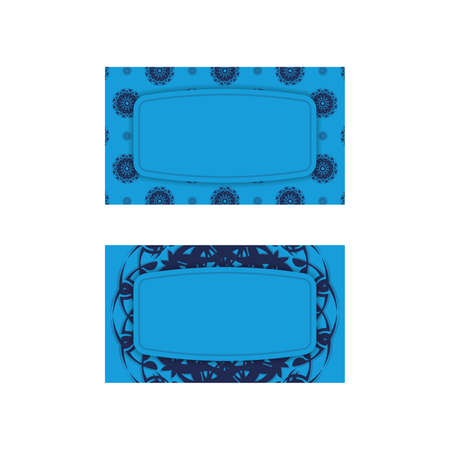 Business card in blue with a vintage pattern for your brand.のイラスト素材