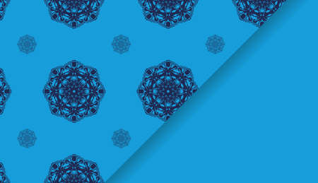 Baner in blue with vintage ornament for design under your logo or text