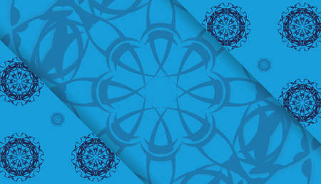 Baner of blue color with greek pattern for design under the text